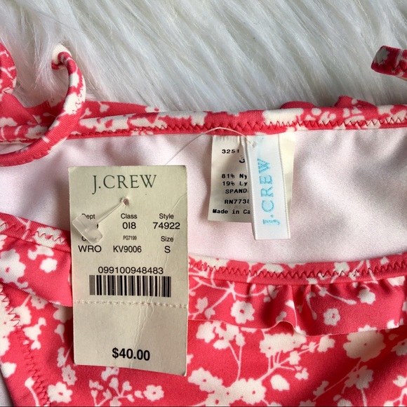 NWT J Crew bikini bottom pink white ruffle S - Picture 2 of 7